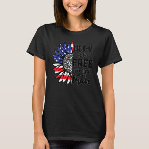 Camiseta Bandera Norteamericana Del Girasol Para Hombres Mu
