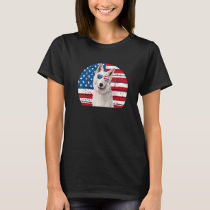 Camiseta Bandera Norteamericana Del Pastor Alemán Blanco 4 
