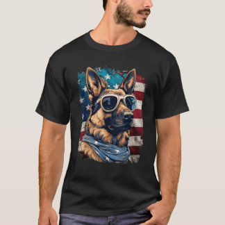 Camiseta Bandera Norteamericana Del Pastor Alemán Patriótic