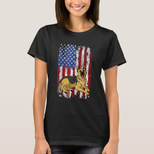 Camiseta Bandera Norteamericana Del Pastor Alemán Patriótic