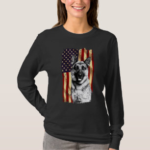 Camiseta Bandera Norteamericana del Pastor Alemán Patriótic