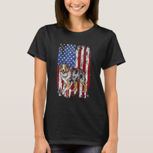 Camiseta Bandera Norteamericana del Pastor Australiano Patr