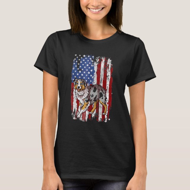 Camiseta Bandera Norteamericana del Pastor Australiano Patr (Anverso)
