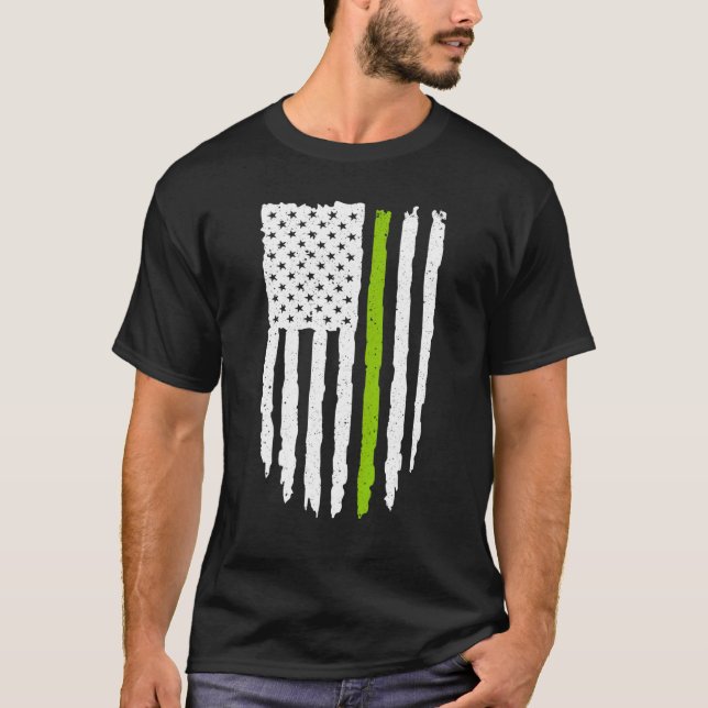 Camiseta Bandera Norteamericana Delgada De La Línea Verde P (Anverso)