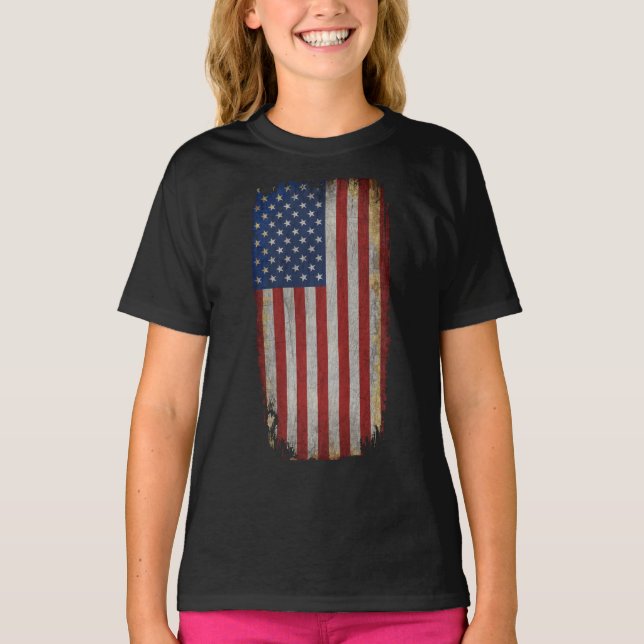 Camiseta Bandera norteamericana en problemas de época (Anverso)