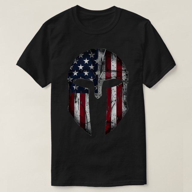 Camiseta Bandera norteamericana espartana para hombres patr (Diseño del anverso)