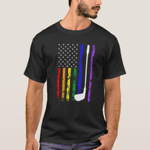 Camiseta Bandera Norteamericana Golf Lgbt Lesbian Golfer