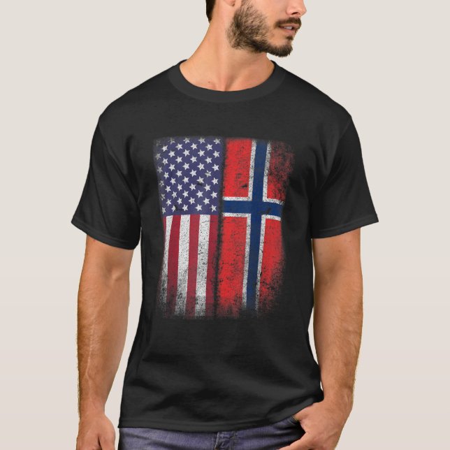 Camiseta Bandera Norteamericana Noruega Usa Norge Gift T Sh