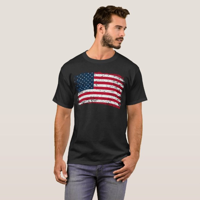 Camiseta Bandera norteamericana ondulada (Anverso completo)