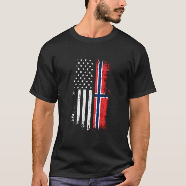 Camiseta Bandera Norteamericana Orgullo Noruega Ue (Anverso)