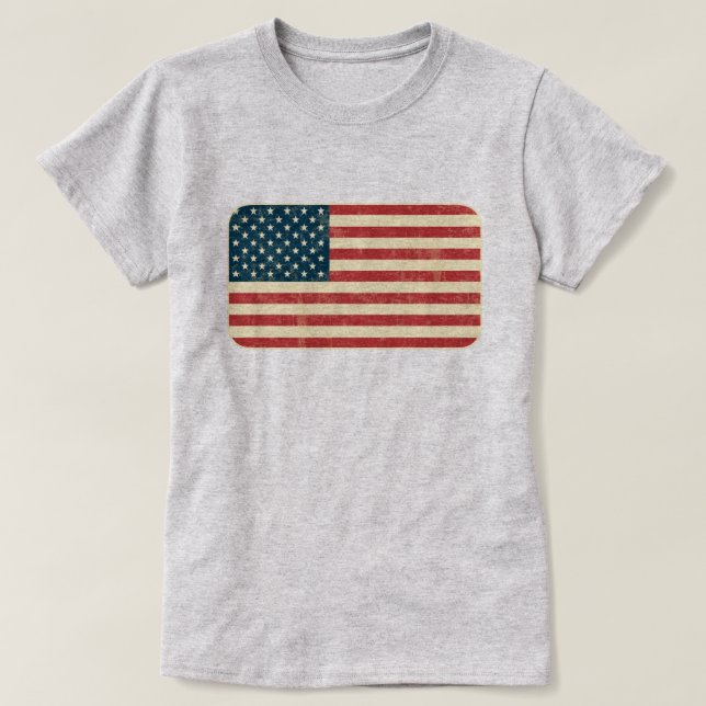 Camiseta Bandera norteamericana pasada (Diseño del anverso)