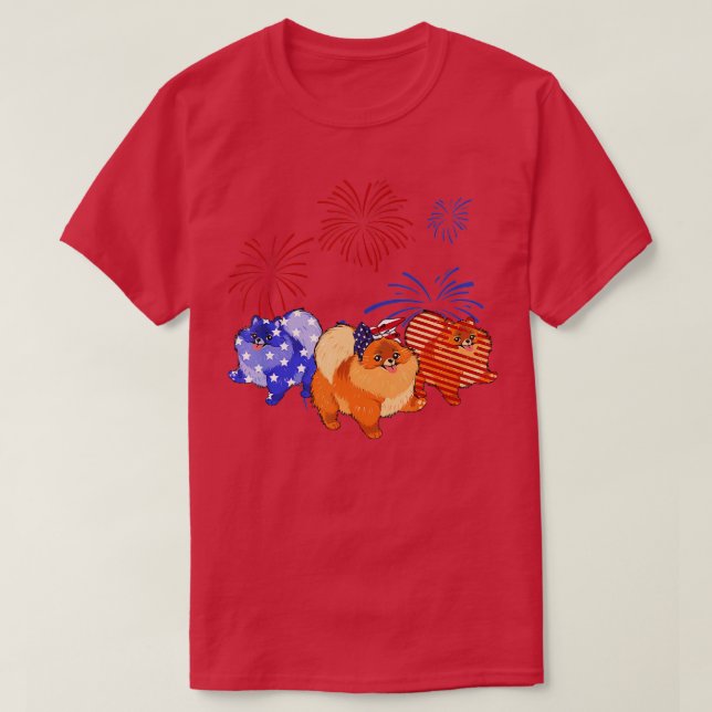 Camiseta Bandera Norteamericana Pomerania Azul Blanco Rojo  (Diseño del anverso)