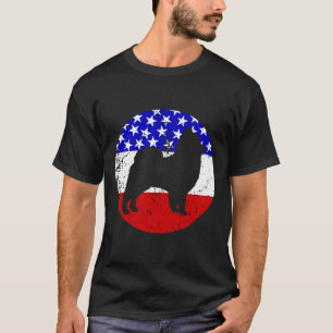 Camiseta Bandera norteamericana retro de perro de Pomerania