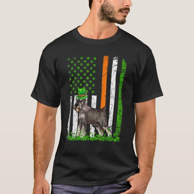 Camiseta Bandera Norteamericana Schnauzer Dog St Patrics (Anverso)