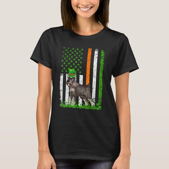 Camiseta Bandera Norteamericana Schnauzer Dog St Patrics (Anverso)