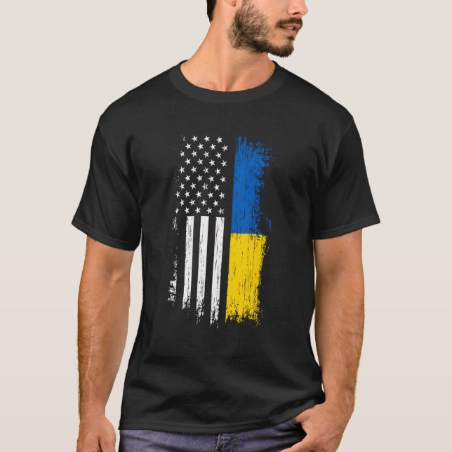 Camiseta Bandera Norteamericana Ucraniana Orgullo Ucrania (Anverso)
