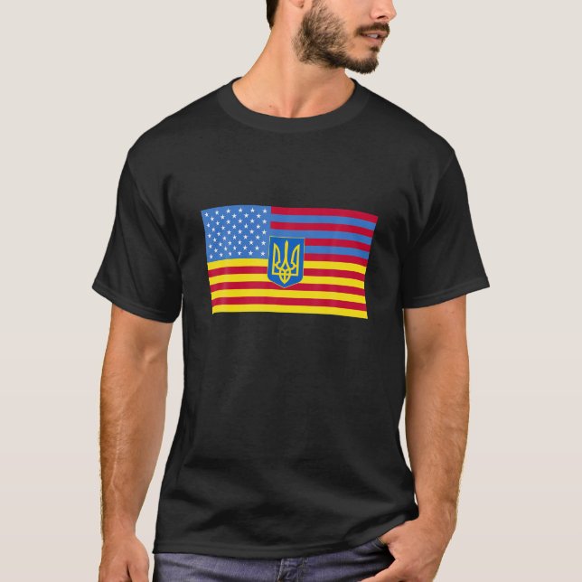 Camiseta Bandera Norteamericana Ucraniana Ucrania Usa Améri (Anverso)
