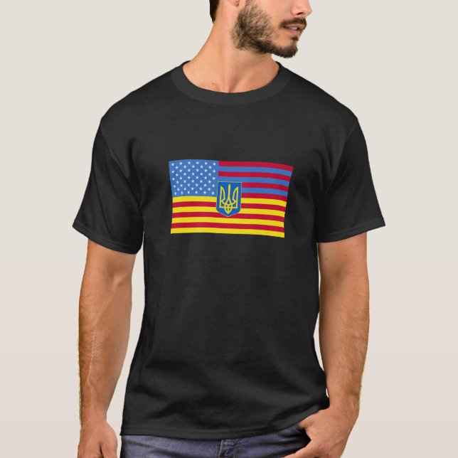 Camiseta Bandera Norteamericana Ucraniana Ucrania Usa Améri (Anverso)