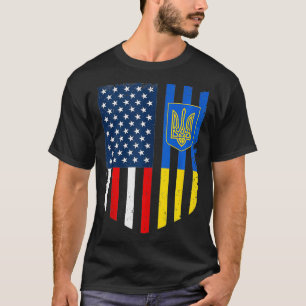 Camiseta Bandera Norteamericana Ucraniana Ucrania Usa Escud