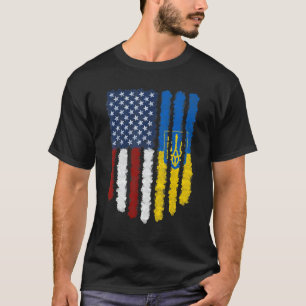 Camiseta Bandera Norteamericana Ucraniana Ucrania Usa Estad