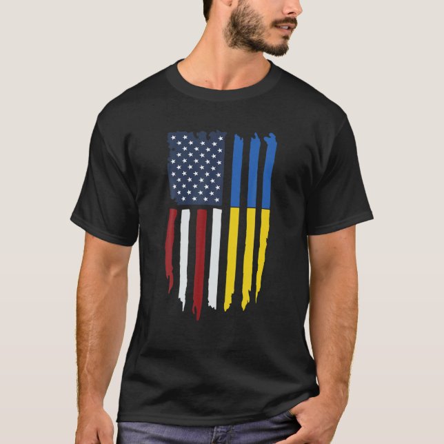 Camiseta Bandera Norteamericana Ucraniana Ucrania Usa Roots (Anverso)