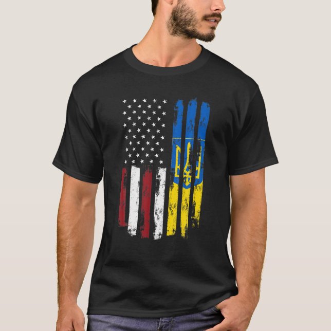 Camiseta Bandera Norteamericana Ucraniana Usa Ucrania (Anverso)