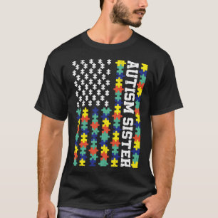 Camiseta Bandera norteamericana vintage autismo hermana aut