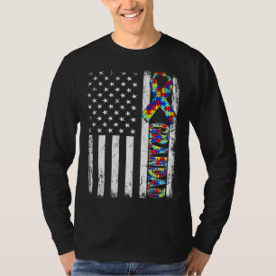 Camiseta Bandera norteamericana vintage Grandad Autism Awar