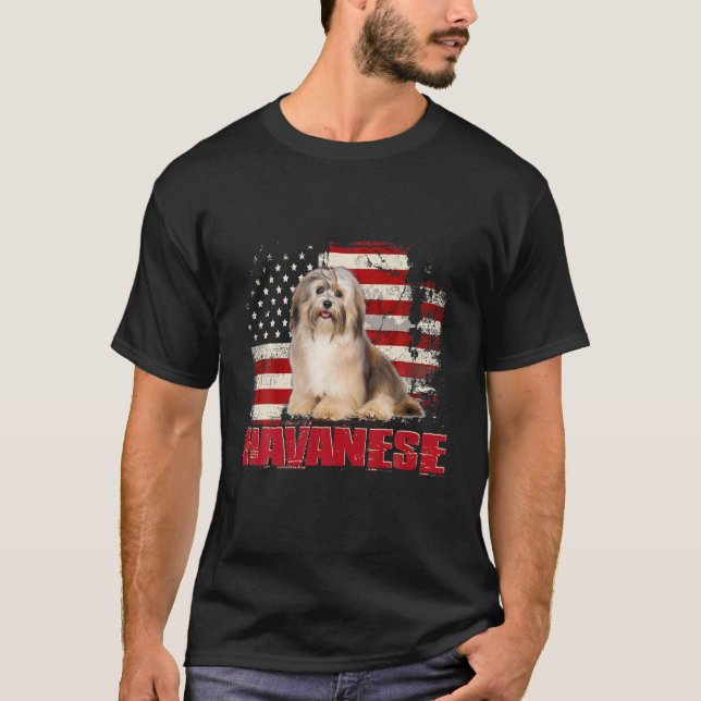 Camiseta Bandera norteamericana vintage Havanese Dog Lover (Anverso)