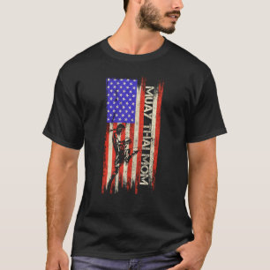 Camiseta Bandera norteamericana vintage, mamá Muay, luchado