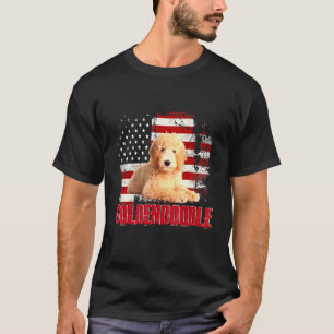 Camiseta Bandera norteamericana vintage Perro Goldendoodle