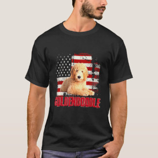 Camiseta Bandera norteamericana vintage Perro Goldendoodle