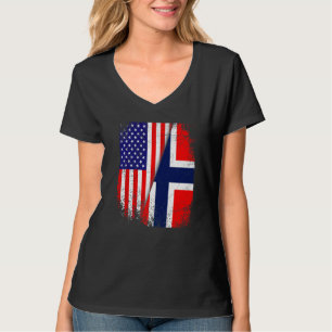 Camiseta Bandera noruega angustiada y patriota de bandera e