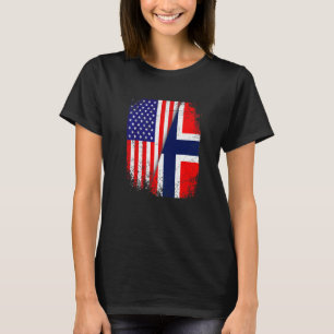 Camiseta Bandera noruega angustiada y patriota de bandera e