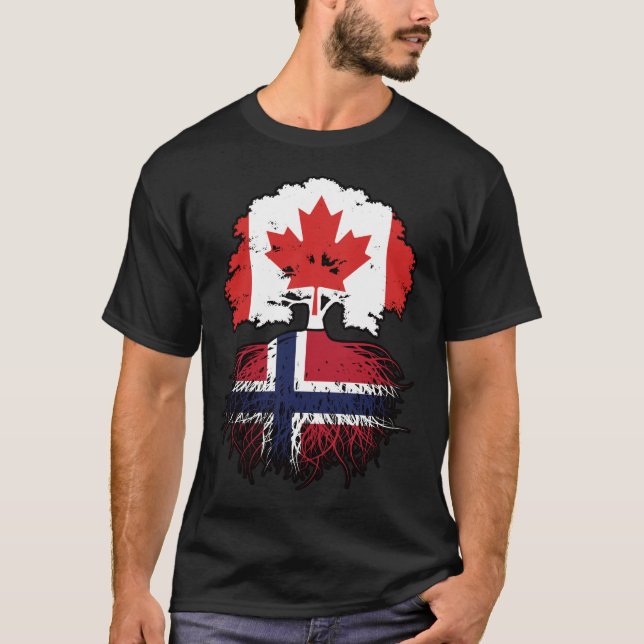 Camiseta Bandera noruega canadiense de raíces de árboles en (Anverso)