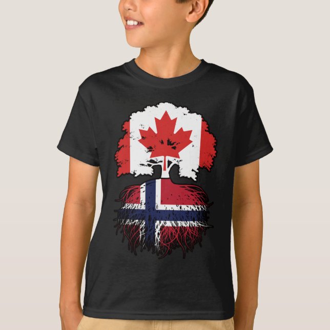 Camiseta Bandera noruega canadiense de raíces de árboles en (Anverso)