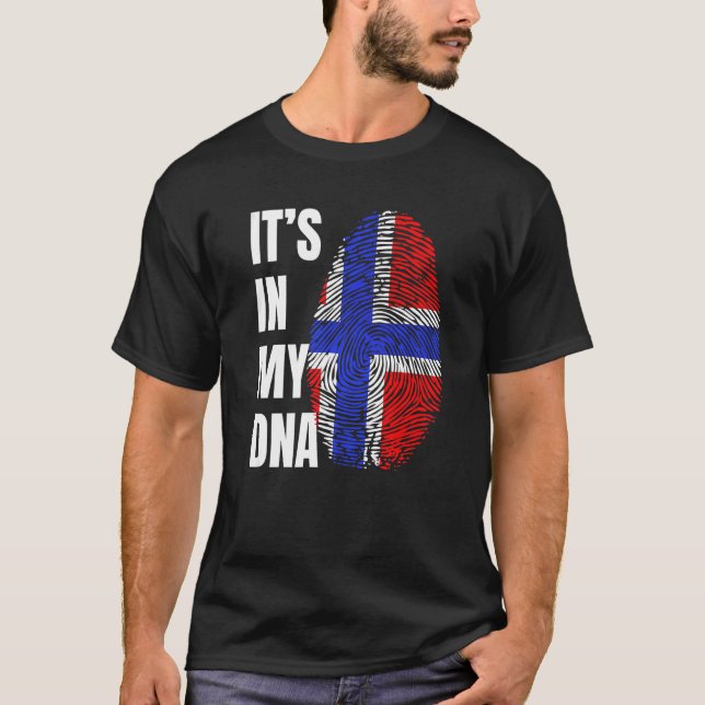 Camiseta Bandera noruega de ADN de huella digital (Anverso)