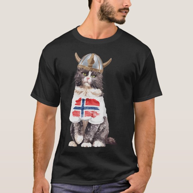 Camiseta Bandera noruega de gato forestal (Anverso)