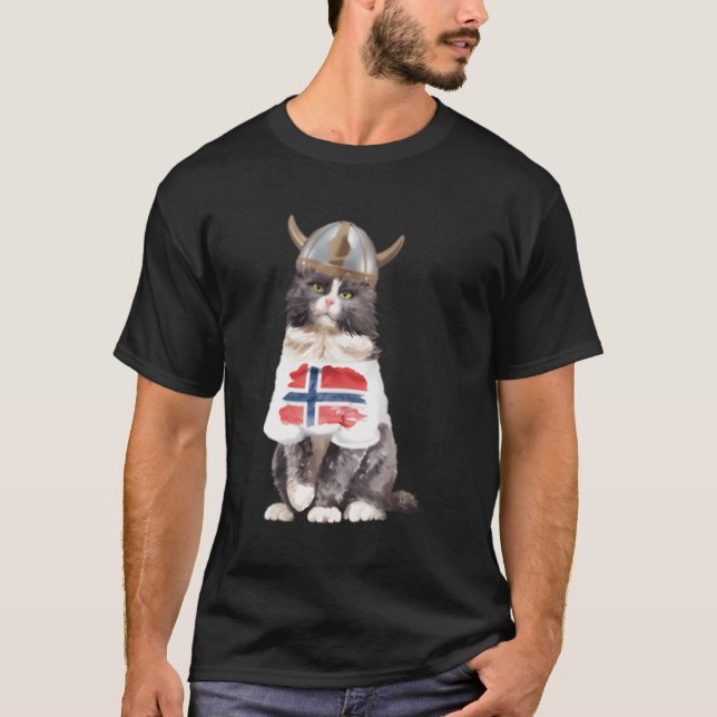 Camiseta Bandera noruega de gato forestal (Anverso)
