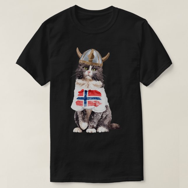 Camiseta Bandera noruega de gato forestal (Diseño del anverso)