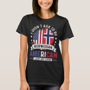 Camiseta Bandera noruega norteamericana con bandera noruega