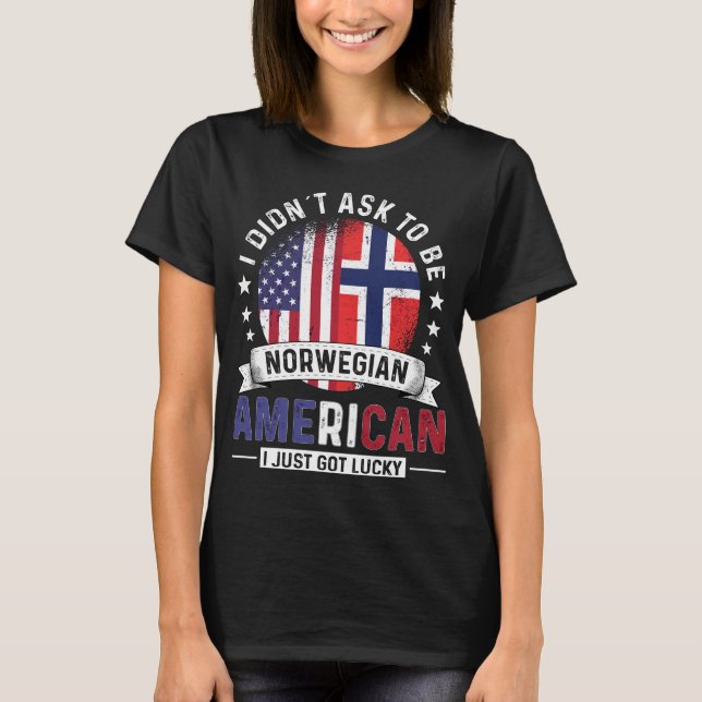 Camiseta Bandera noruega norteamericana con bandera noruega (Anverso)