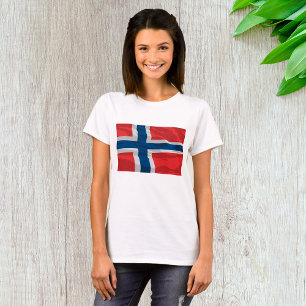Camiseta Bandera Noruega Rojo Y Azul