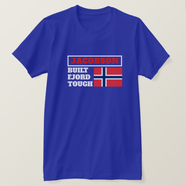 Camiseta Bandera noruega y fiordo construido (Anverso del diseño)