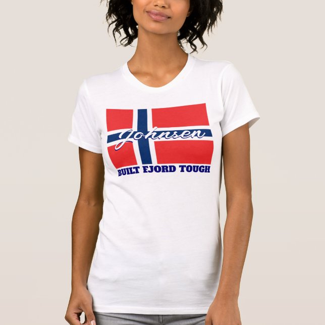 Camiseta Bandera noruega y fiordo construido (Anverso)