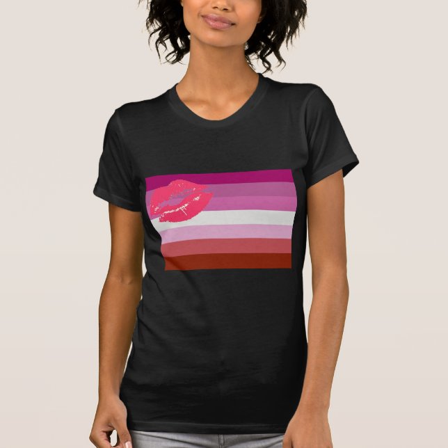 CAMISETA BANDERA OFICIAL DE LA LESBIANA DEL LÁPIZ LABIAL (Anverso)