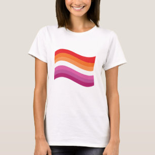 Camiseta Bandera ondeante del Orgullo Lesbiana Atardecer