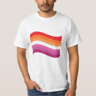 Camiseta Bandera ondeante del Orgullo Lesbiano de la puesta