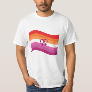 Camiseta Bandera ondulada de amor lésbico al atardecer Orgu