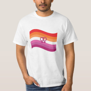 Camiseta Bandera ondulada de amor lésbico al atardecer Orgu